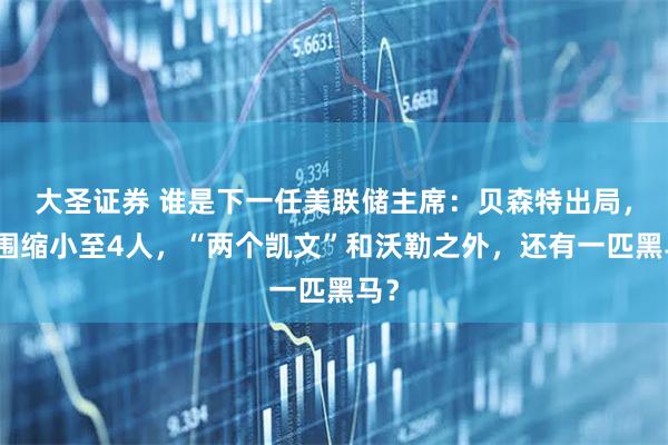 大圣证券 谁是下一任美联储主席：贝森特出局，范围缩小至4人，“两个凯文”和沃勒之外，还有一匹黑马？