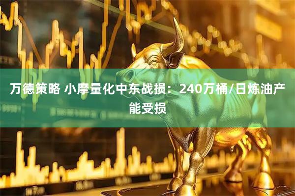 万德策略 小摩量化中东战损：240万桶/日炼油产能受损